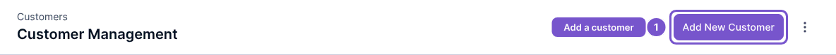 Customer Management header with Add New Customer highlighted